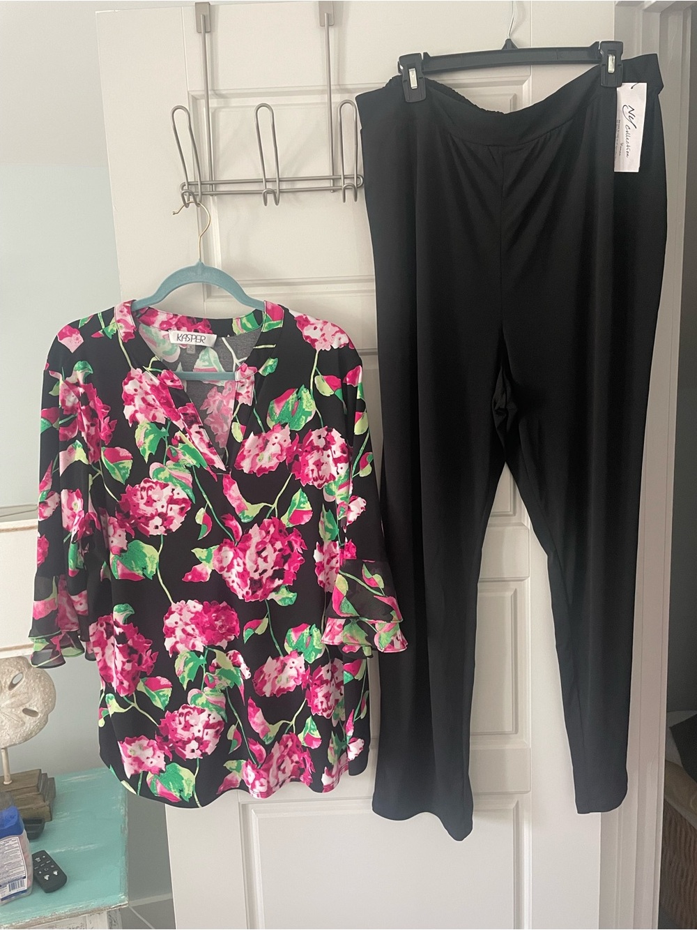 Black Pull-On 1x NY Collectikn Pants Kasper xl top